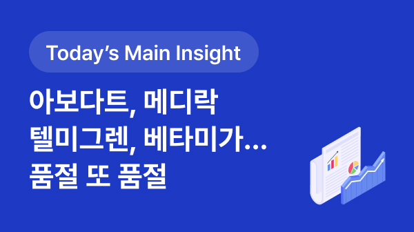 [BRPInsight Daily | 25.09.09] 아보다트, 메디락, 텔미그렌, 베타미가...품절 또 품절 썸네일 이미지